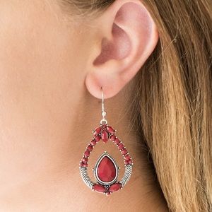 Silver with red stone earrings